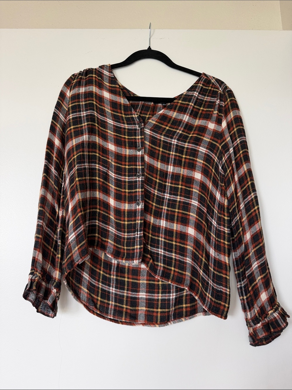 Madewell Plaid Button-Down Top in Brown, Orange, Cream